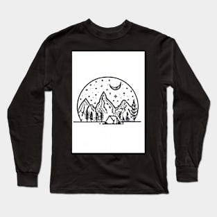 Night Camping Painting Long Sleeve T-Shirt